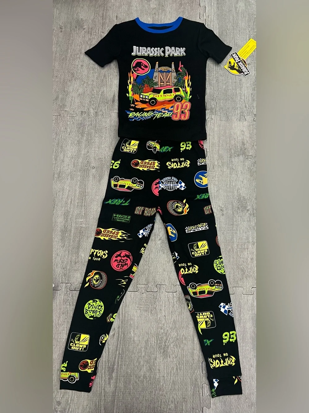 Jurassic Park Boys 2-Piece Pajama Set Size 10 Black T. rex Cotton Snug Fit